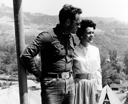 Charlton and Lydia at the construction site of their home in Beverly Hills