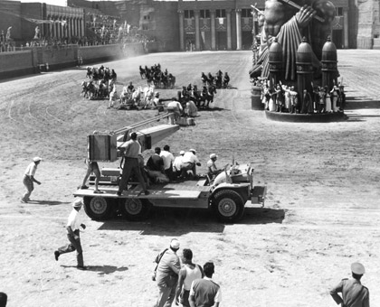 Filming of the Chariot Race, Cine Citá Studios, Rome.