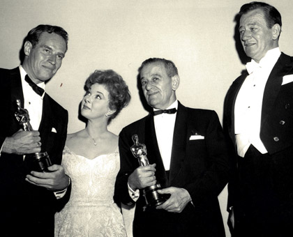 Two Oscars with Charlton Heston, Susan Hayward, William Wyler and John Wayne