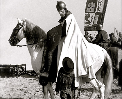 Fraser C Heston and Charlton Heston on horseback, El Cid 1961