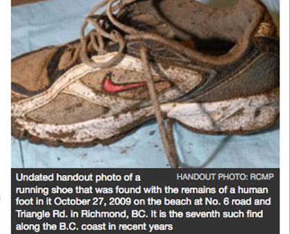 Crime photo of found foot